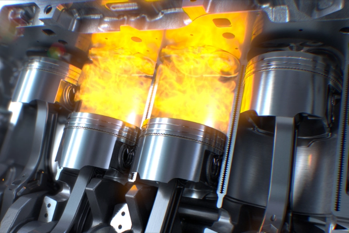 Cutaway engine view showing firing cylinders.